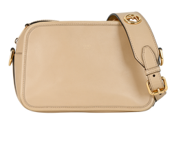 Camera Bag, Leather, Beige, 0397, DB, S, 1*